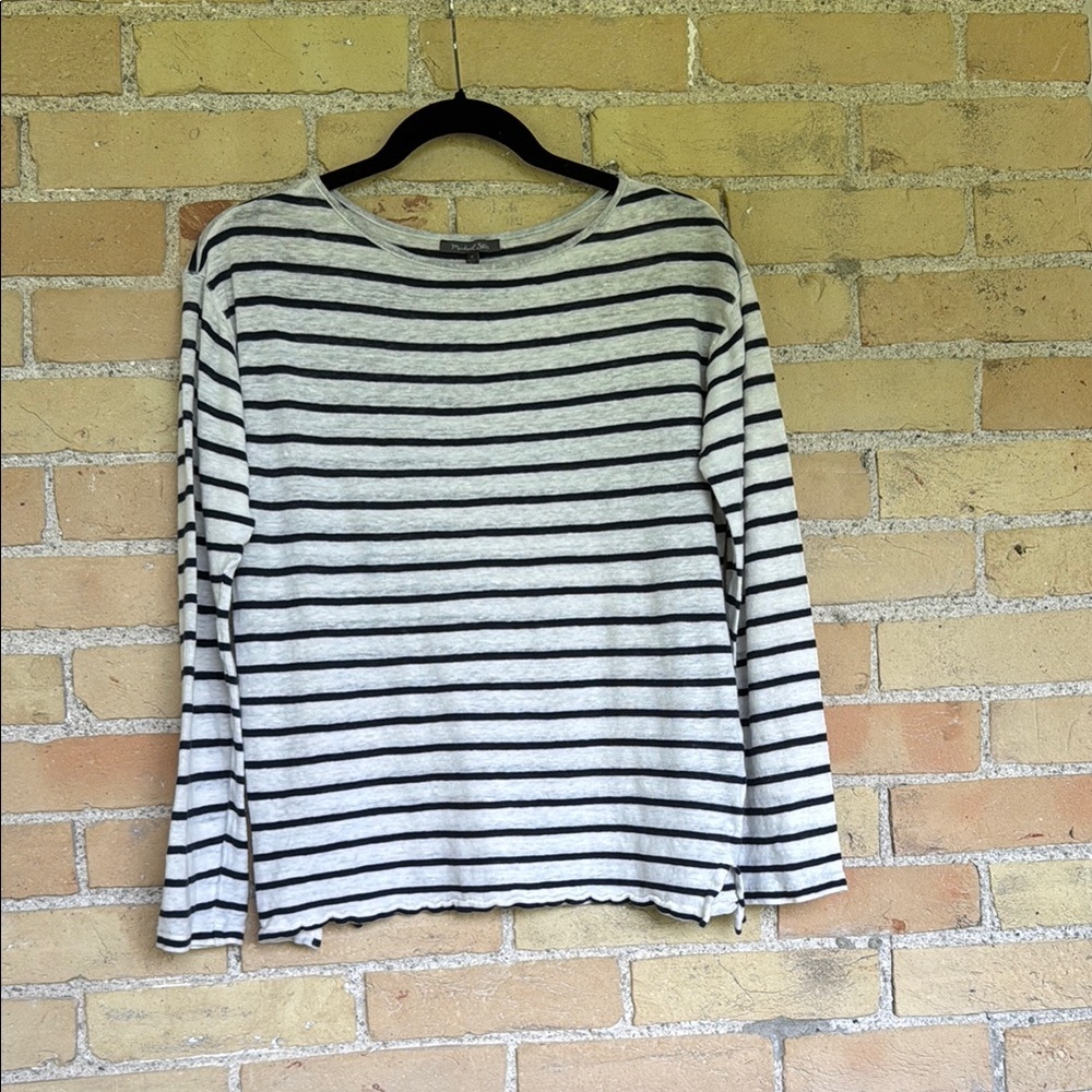 Michael Stars Linen Striped Long Sleeve Top
